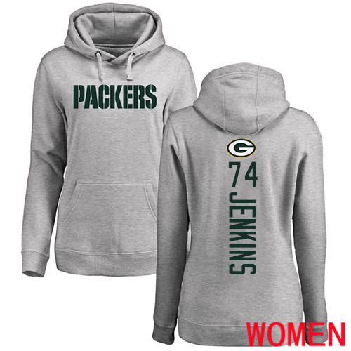 Green Bay Packers Ash Women #74 Jenkins Elgton Backer Nike NFL Pullover Hoodie Sweatshirts->green bay packers->NFL Jersey